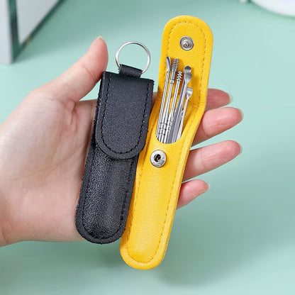 6Pcs/Set Ear Cleaner Ear Wax Pickers Stainless Steel Earpick Wax Remover Piercing Kit Earwax Curette Spoon Care Ear Clean Tools